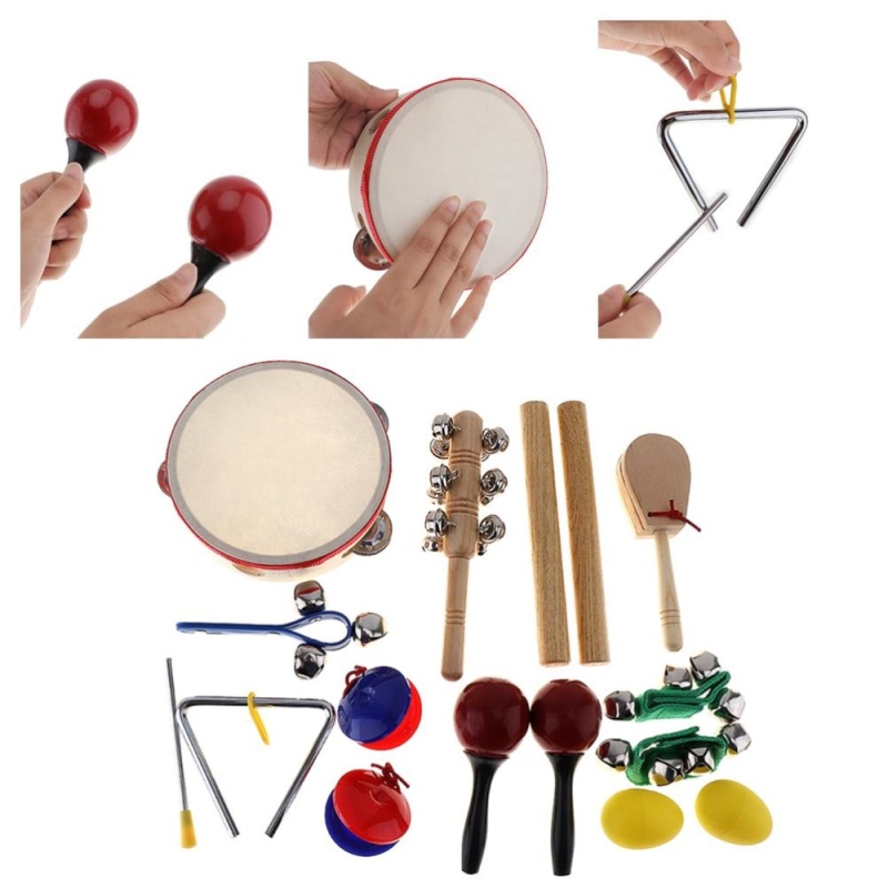 16pcs/lot Musical Instruments Set 10 Kinds Kindergarten Kids
Tambourine Drum Percussion Toys for Children / Baby / Early
Education - intl