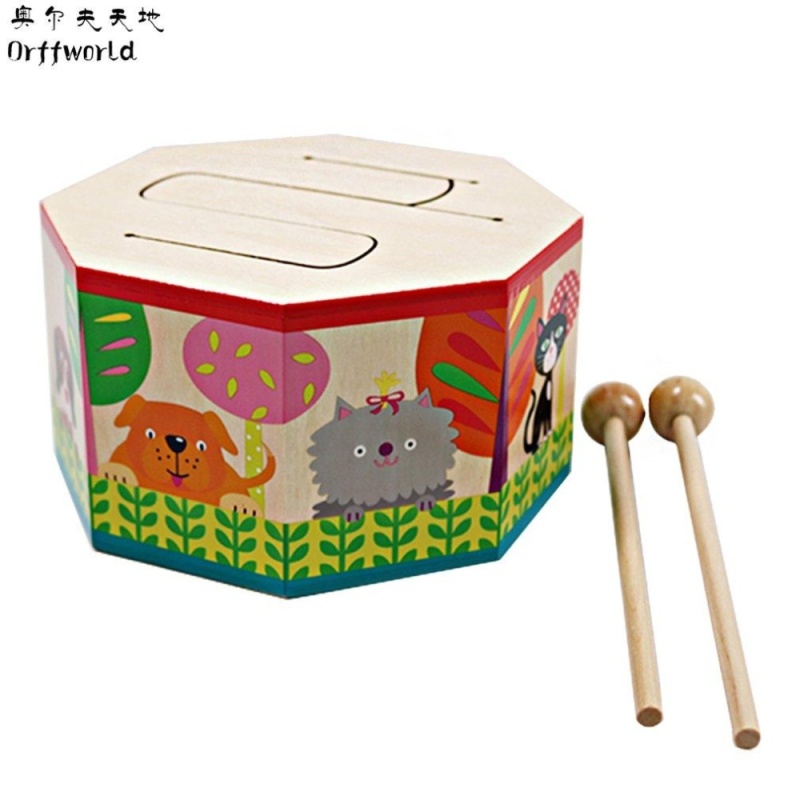 CHEER Orff world Cartoon Wood Hand Drum Beating Musical Instrument with Three Tone SYG(S) Multicolor - intl