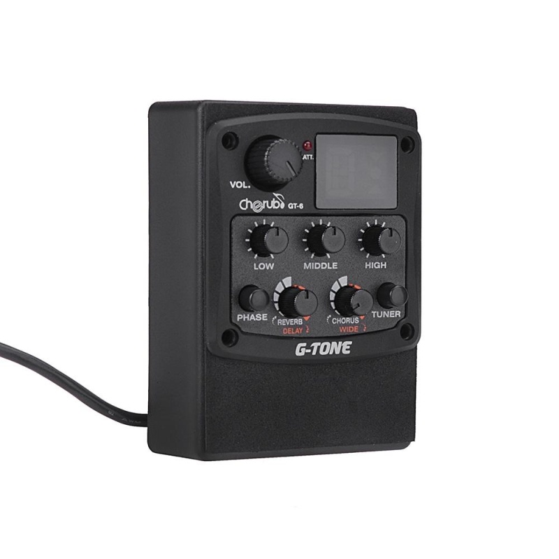 Cherub G-Tone GT-6 Acoustic Guitar Preamp Piezo Pickup 3-Band EQ Equalizer LCD Tuner with Reverb/Delay/Chorus/Wide Effects - intl