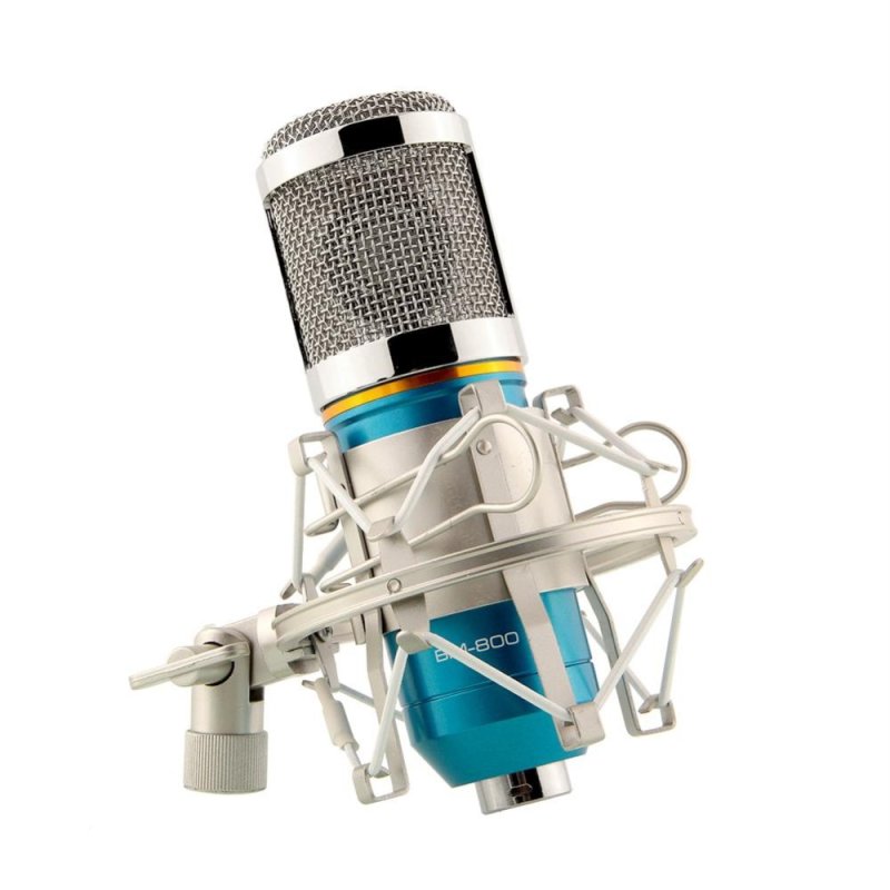 Condenser BM800 Microphone Recording W/Shock Mount Blue+Silver For
Stage KTV - intl