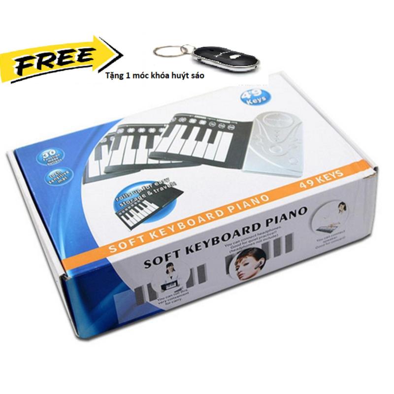 Đàn piano điện tử bàn phím cuộn dẻo tặng kèm móc khóa huýt sáo