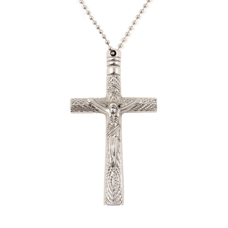 Drum Key Chain Silver Necklace Cross Drum Head Tuning Key (Silver)
- intl