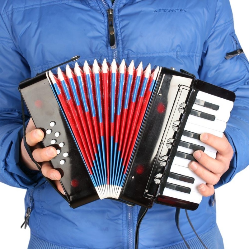 Kids Children 17-Key 8 Bass Mini Small Accordion Educational Musical Instrument Rhythm Band Toy Black - intl
