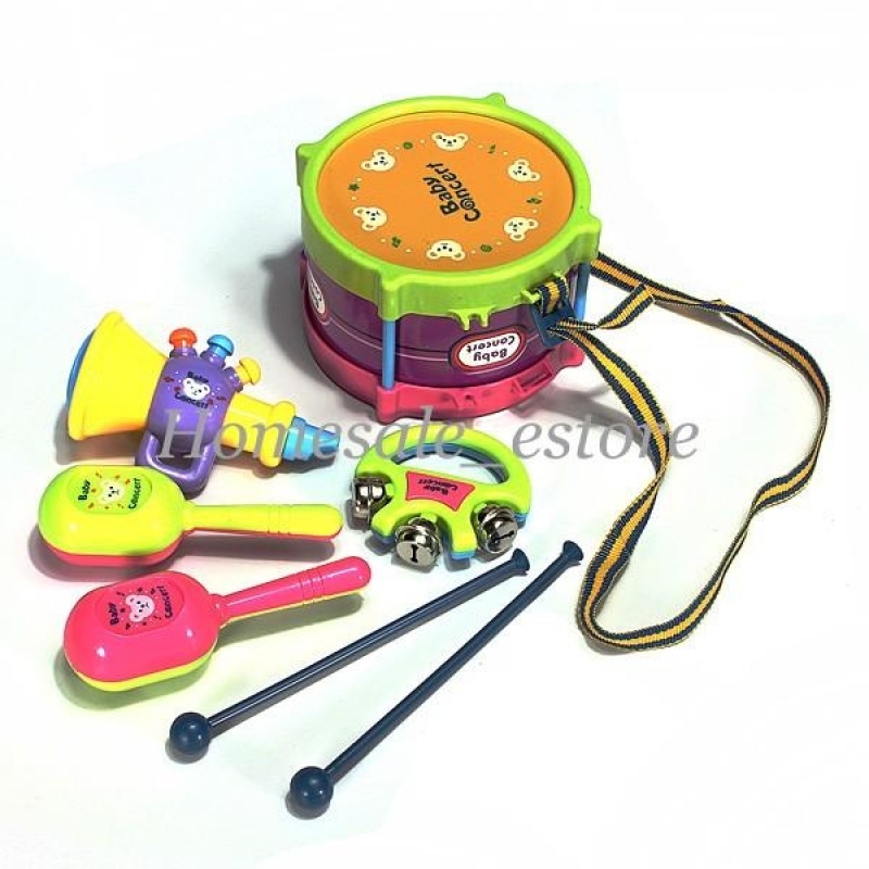New 5pcs Kids Baby Roll Drum Musical Instruments Band Kit Children Toy Gift Set - intl