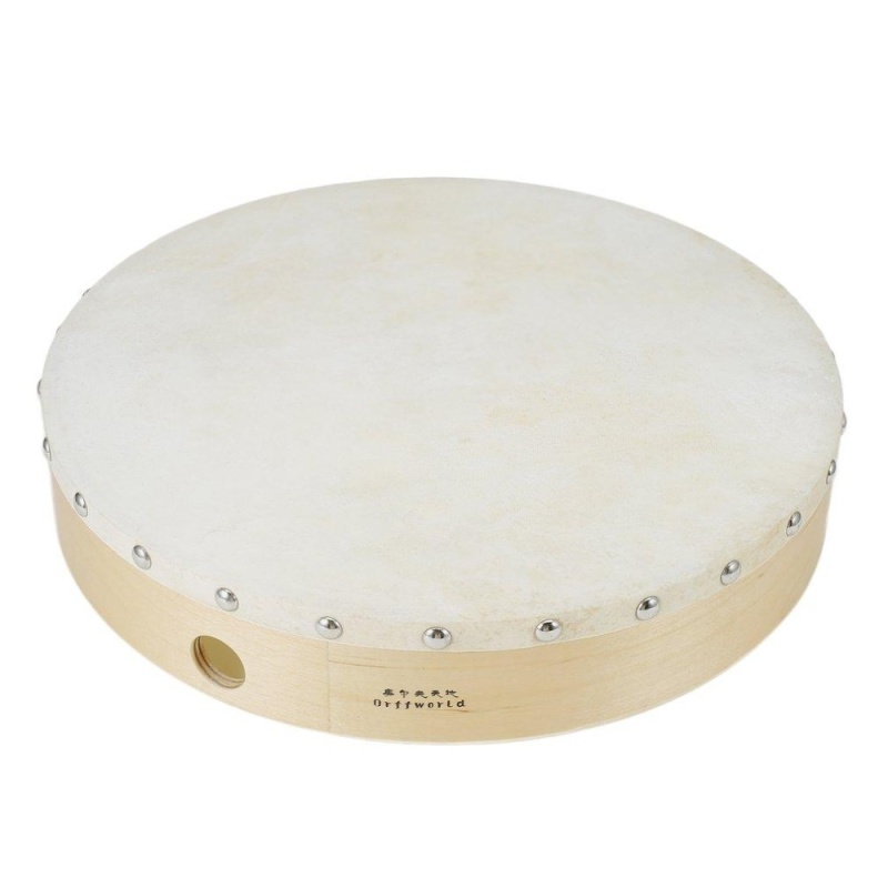 UINN Trống Lắc Tay Tambourine Tròn 12” Bằng Gỗ Bọc Da Cừu – Quốc Tế