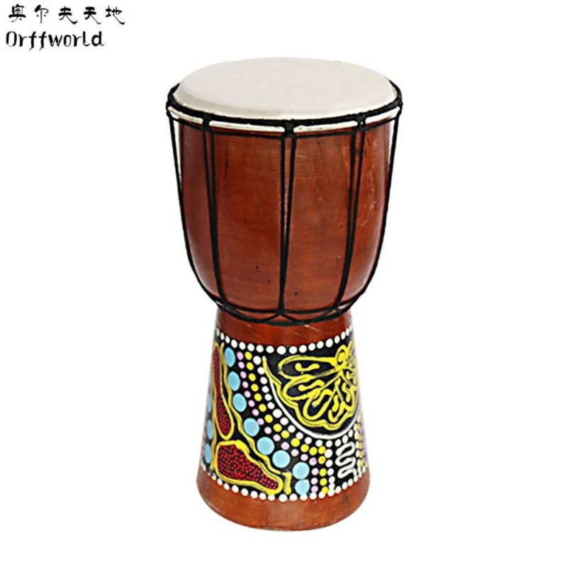 USTORE Orff world Djembe Drummer Percussion 6" Wooden African Style Hand Drum FZG-6M Multicolor - intl