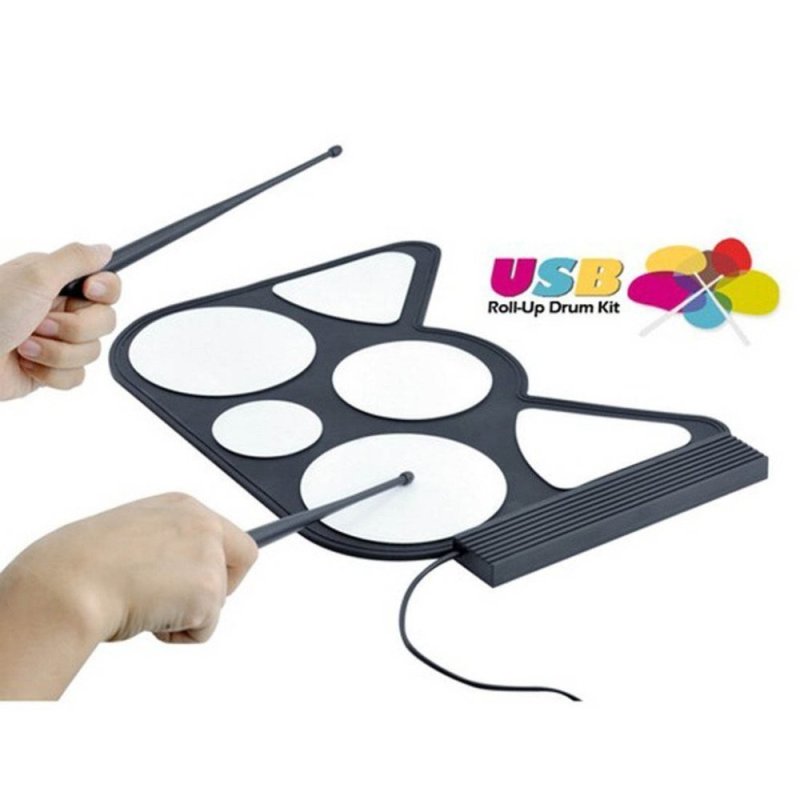 Winterworm®, Soft USB PC Digital Electronic Roll Up Drum Kit Pad
Kit W/ Drumsticks For Free Play or Learning Game - intl
