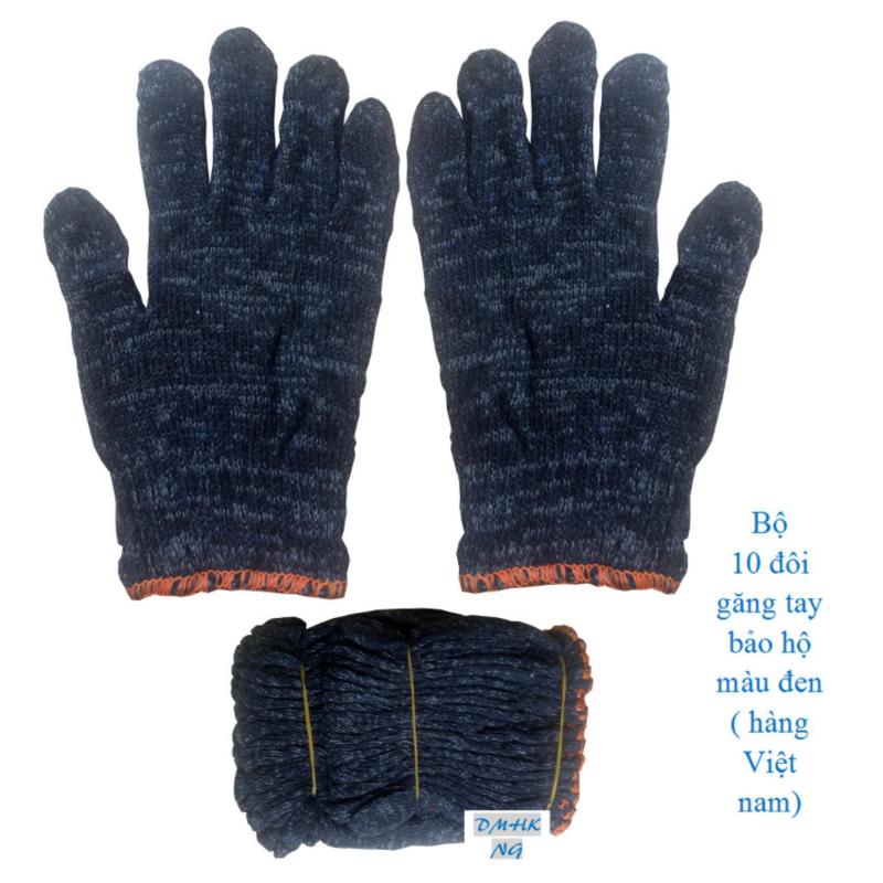 10 đôi găng tay vải bảo hộ lao động hàng Việt nam ( màu đen)