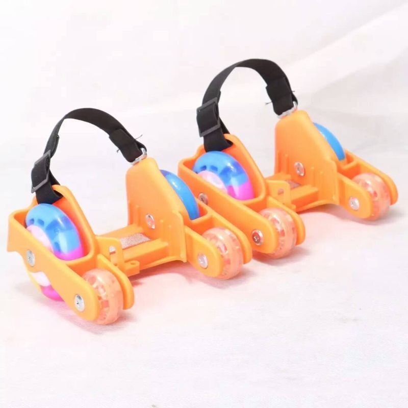 Phân phối Newly Colorful PU 4 Wheel Flashing Roller Skates(Orange) - intl