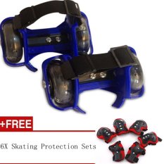 Sporting Pulley Heel Roller Skate Lighted Flashing Roller
Skates+Free Protective Gear Sets(Blue) - intl