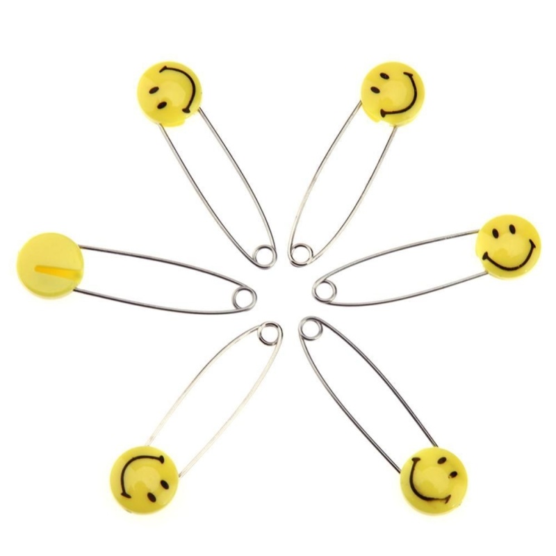 6pcs/set Smiling Face Safety Pins Cartoon U-shape Pins Binding Supplies - intl