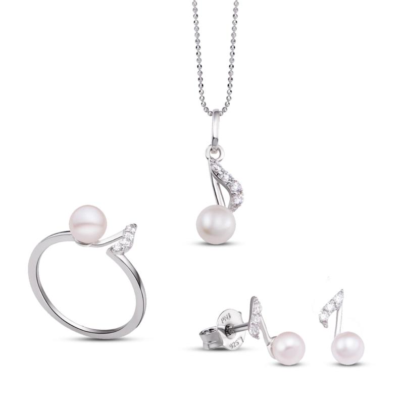Bộ trang sức bạc hình nốt nhạc PNJSilver Music Lovin' đính ngọc trai