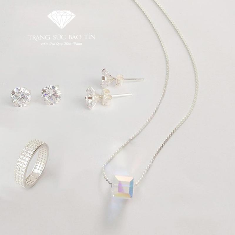 Bộ Trang Sức Bạc Nữ Đính Đá Thạch Anh Chất Liệu Bạc Ta Cao Cấp Thương Hiệu BẢO TÍN