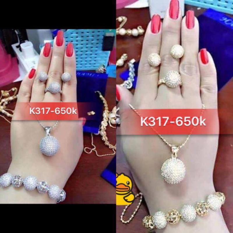 Bộ Trang Sức Nữ Xi Bạch Kim Bi Tròn Đá Pha Lê Cao Cấp Gadoshop