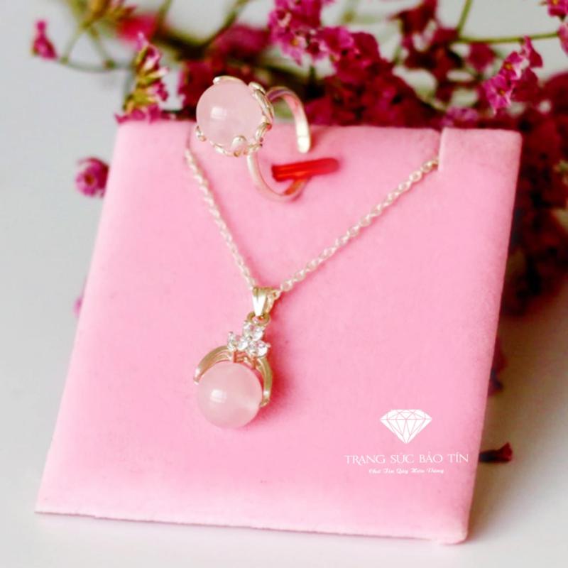 Bộ Trang Sức Phong Thủy Đá Thạch Anh Hồng Mệnh Hỏa - Thổ BẢO TÍN (Hồng)