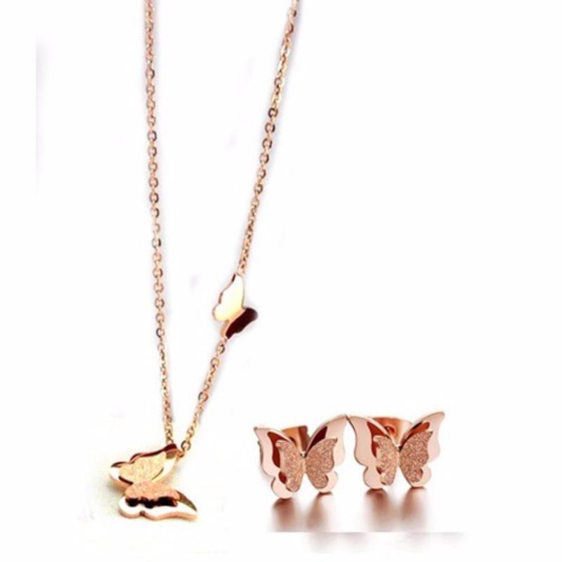 BỘ TRANG SỨC TITAN CON BƯỚM MẠ VÀNG 14K