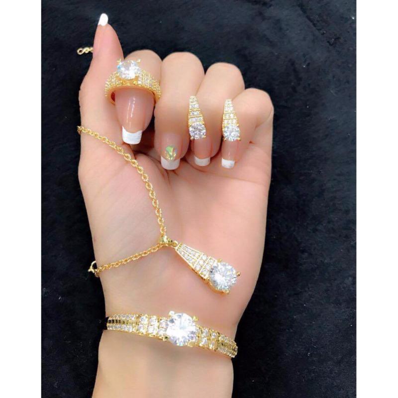 Bộ Trang Sức Xi Vàng 18k Kén Ong 3 Tầng Gadoshop