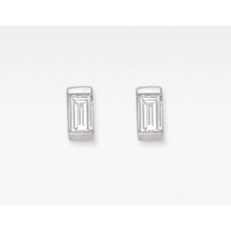 Bông tai bạc nữ trang sức đẹp đính đá chữ nhật Gix Jewelry- SPE-0025B (trắng)