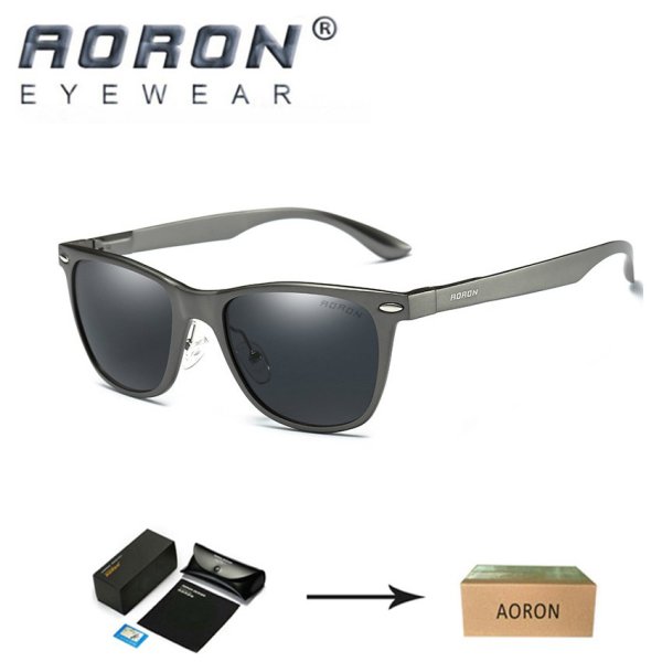 Giá bán [Buy 1 Get 1 Freebie] AORON Classic Design Fashion UV400 Glasses Aluminum Magnesium Polarized Sunglasses L8154(Gun Gray) - intl