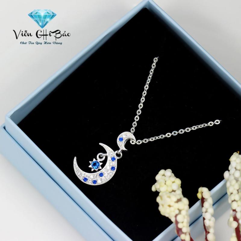 Dây Chuyền Bạc – Dây Chuyền Bạc Nữ – Dây Chuyền Nữ Đẹp – Dây Chuyền Nữ Thời Trang - Vòng Cổ Nữ Đẹp - Vòng Bạc Nữ Đeo Cổ – Vòng Cổ Bạc Nữ – Dây Chuyền Cho Nữ Cao Cấp – Dây Chuyền Nữ Mặt Moon - Star- Xanh dương - Thương