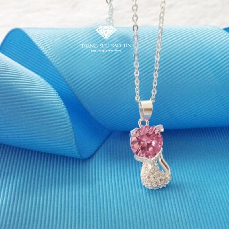Dây Chuyền Bạc Nữ Hồ Ly Cute - Hồng Chất Liệu Bạc Ta Cao Cấp - Thương Hiệu BẢO TÍN (Hồng)