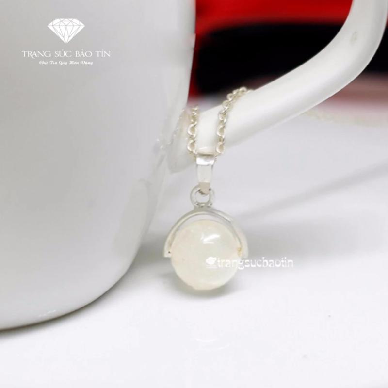 Dây Chuyền Bạc Nữ Mặt Đá Thạch Anh Trắng Mệnh Kim - Thủy Cao Cấp (Trắng)