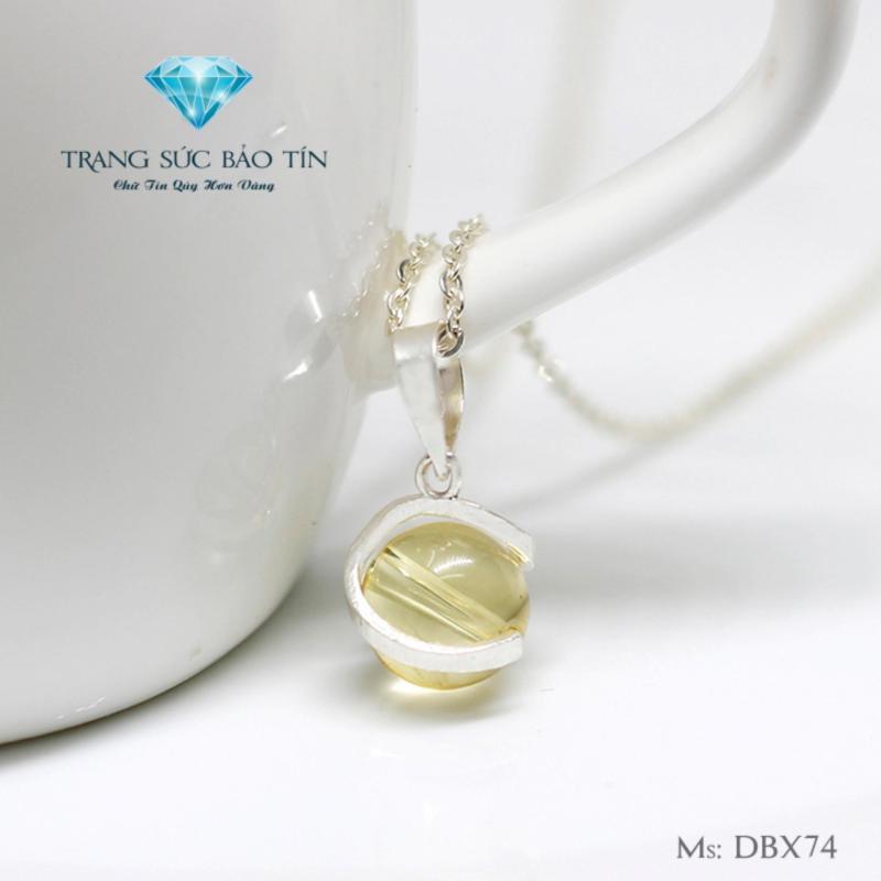 Dây Chuyền Bạc Nữ Mặt Đá Thạch Anh Vàng Mệnh Kim - Thổ Cao Cấp