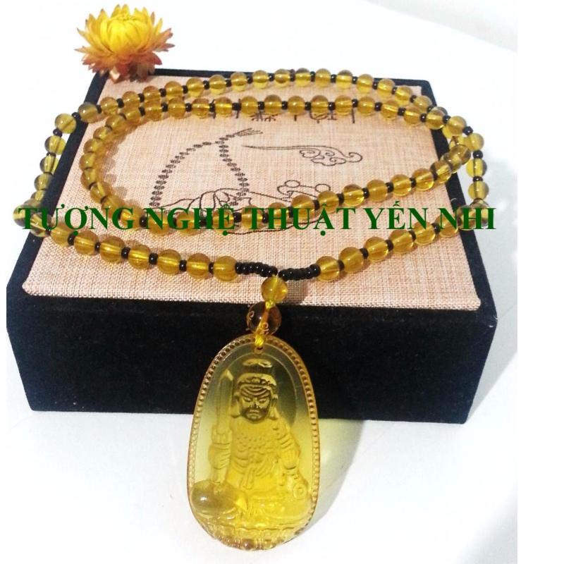 Dây chuyền đá Bất Động Minh Vương pha lê vàng mặt 5x3cm ( Phật bản mệnh tuổi Dậu)