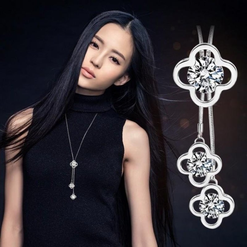 Dây Chuyền Dài Clover Pha Lê Cao cấp Lấp Lánh phong cách Hàn Quốc MYL-YY005