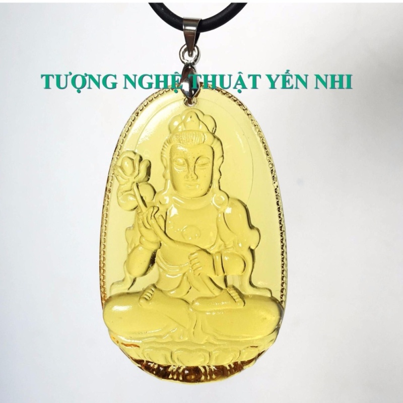 Dây chuyền Đại Thế Chí Bồ Tát pha lê vàng mặt 5x3cm ( Phật bản mệnh tuổi Ngọ)