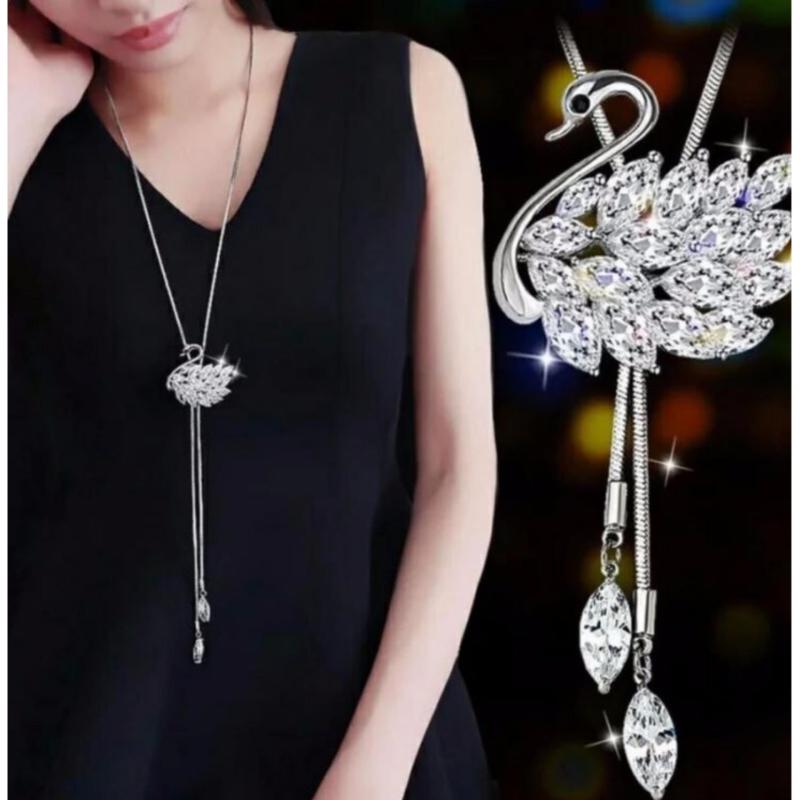 Dây chuyền nữ dài thiên nga pha lê lấp lánh sang trọng-DC3