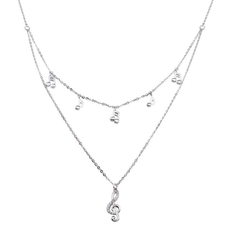 Dây cổ bạc hình nốt nhạc PNJSilver Music Lovin' đính đá