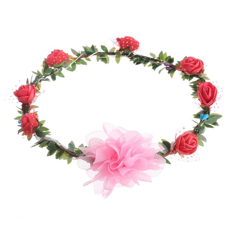 Handmade Crown Flower Headband Hair Garland Wedding Headpiece Red - intl