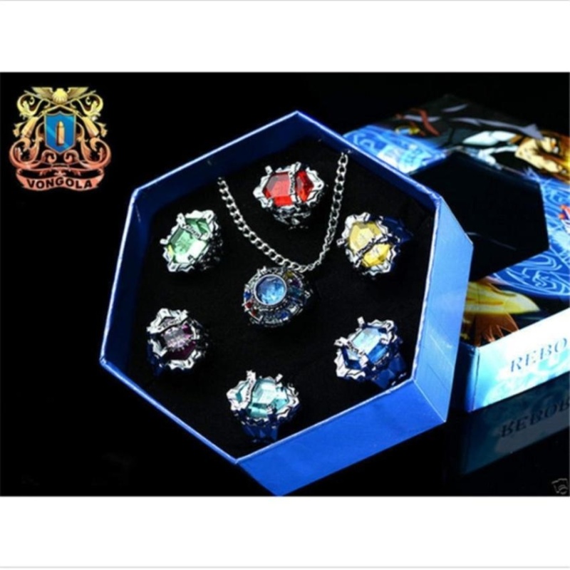HDL 7Pcs/Set Anime Katekyo Hitman Reborn Sawada Tsunayoshi Cosplayrings Vongola Rings Set For Kids Gifts With Retail Box - intl