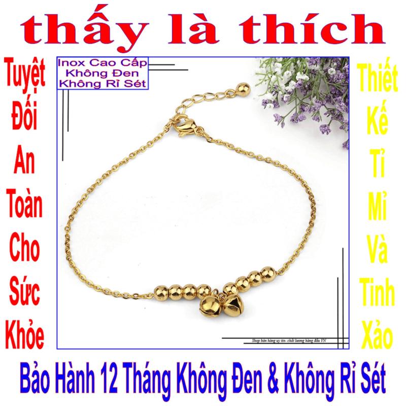 Lắc chân inox thấy là thích kiểu 2 viên bi đính đá Zircon và 8 viên bi thường