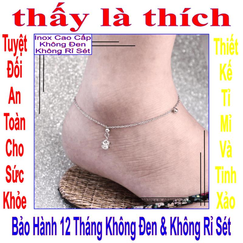 Lắc chân inox thấy là thích kiểu xúc xắc đính đá Zircon