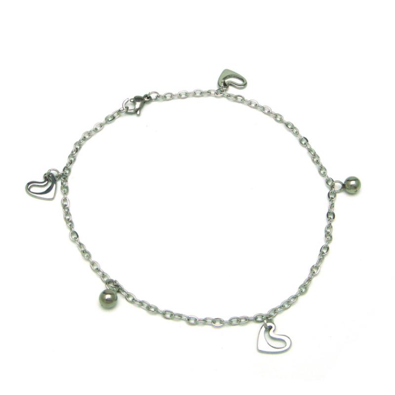 Lắc chân inox trái tim NPA0010