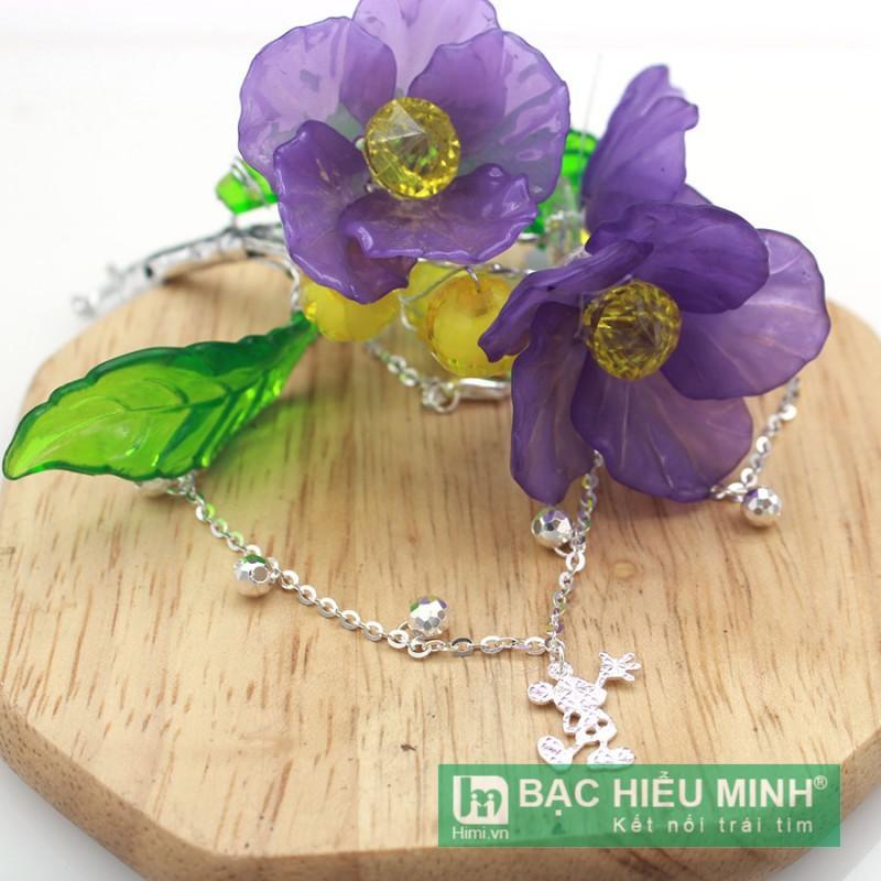 lắc chân nữ BẠC HIỂU MINH lc144 chuột micky bạc ý