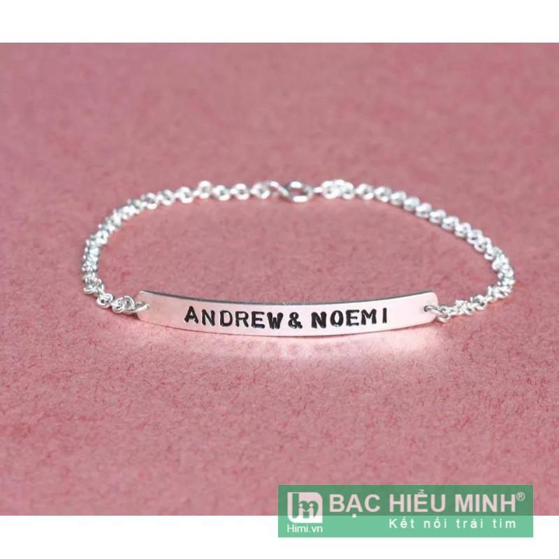 Lắc tay nữ khắc chữ theo yêu cầu Bạc Hiểu Minh ltu212 (Bạc)