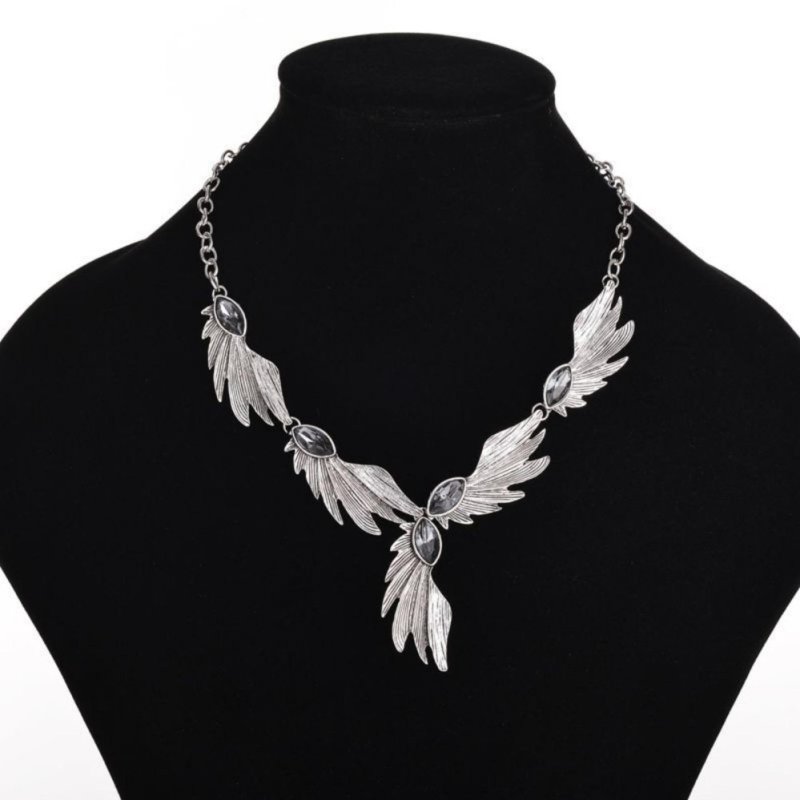 Lady Angle Wing Marquise Cut Rhinestone Wedding Bridal Collar Necklace - intl