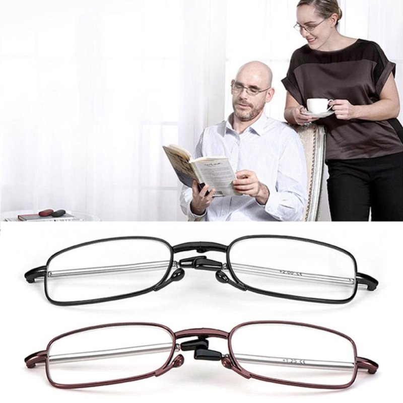 Giá bán Portable Fashion Folding Reading Glasses Rotation Eyeglass(Black,+2.0) - intl