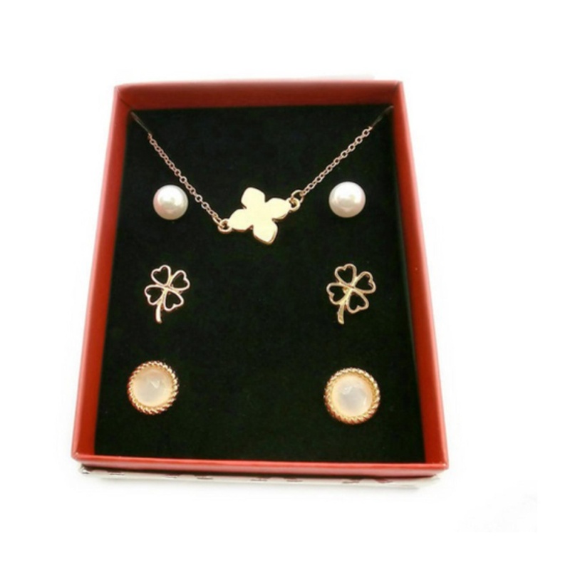 Set bông tai vòng cổ thời trang Hàn Quốc Clover