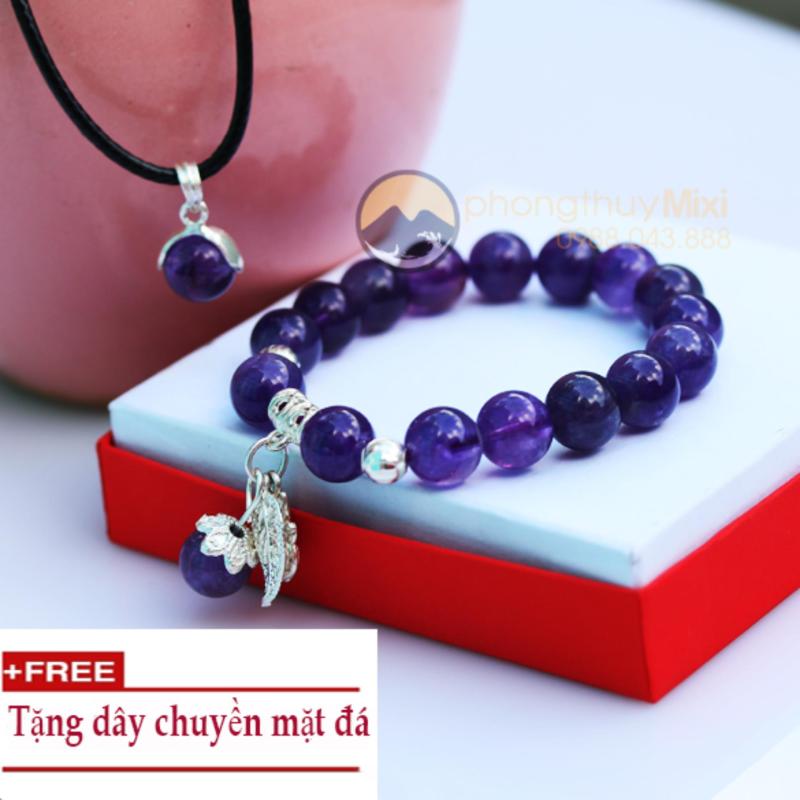 Trang Sức Đá Phong Thủy Vòng Tay Mix Bạc+ Tặng Dây Chuyền Đá Thạch Anh Tím