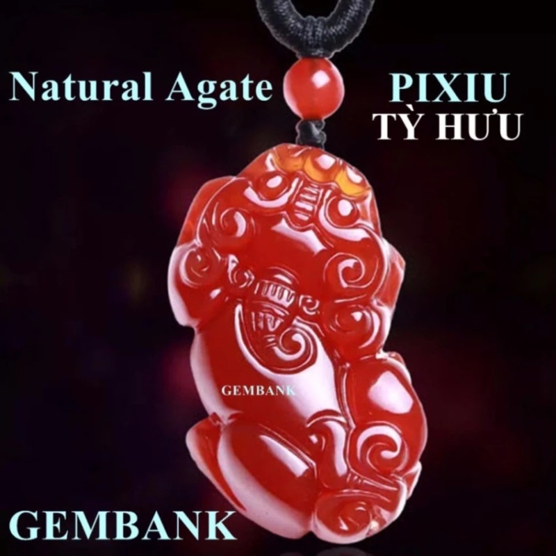 Tỳ Hưu Mã Não Tự Nhiên Kèm Dây Đeo Cổ GEMSTONE BANK