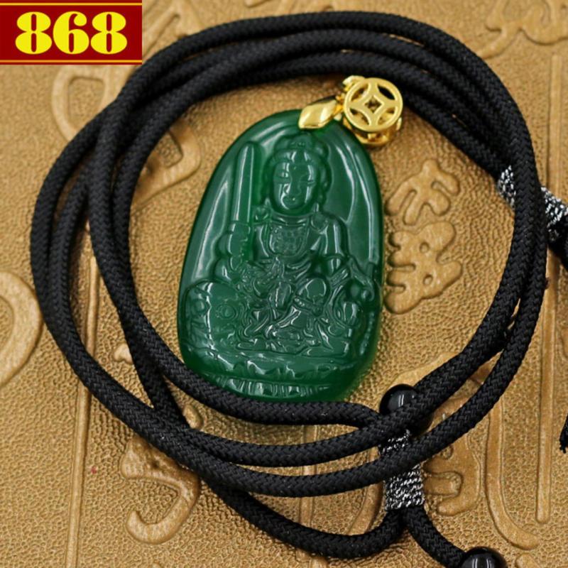 Vòng cổ Quan âm nghìn tay nghìn mắt thạch anh xanh size nhỏ 3.6 cm