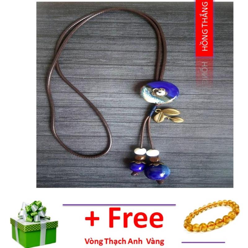 Vòng cổ thời trang bằng gốm Sứ cao cấp - Phong cách cổ điển (Trắng xanh)