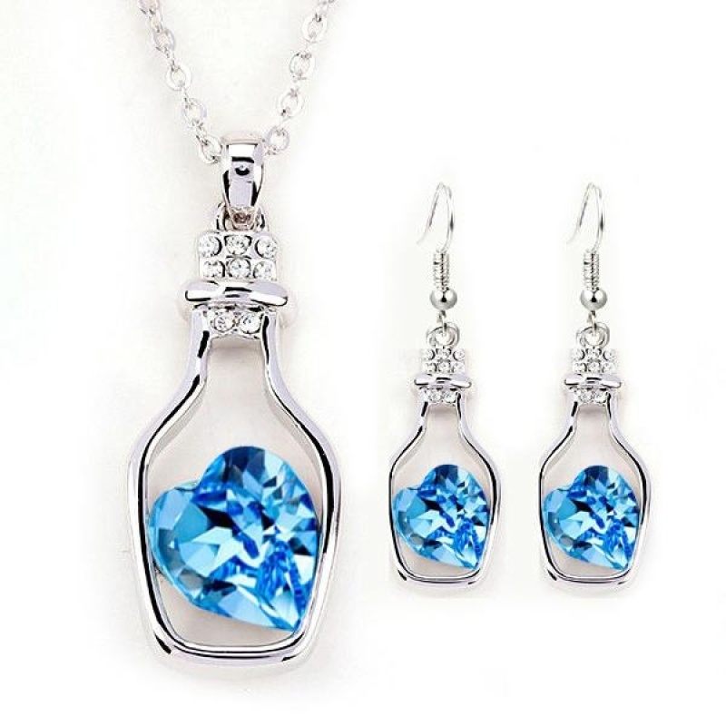 Women Drifting Bottle Pendant Necklace + Earrings Set Jewelry Sets
- intl
