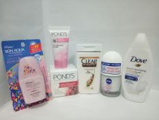 Trọn bộ 6 món :1chai lăn Nivea + 1dầu gội Clear + 1sữa tắm Dove +1kem Pond ngăn lão hóa + 1kem dưởng trắng pond + 1kem chống nắng sunplay + TẶNG 1 túi đựng