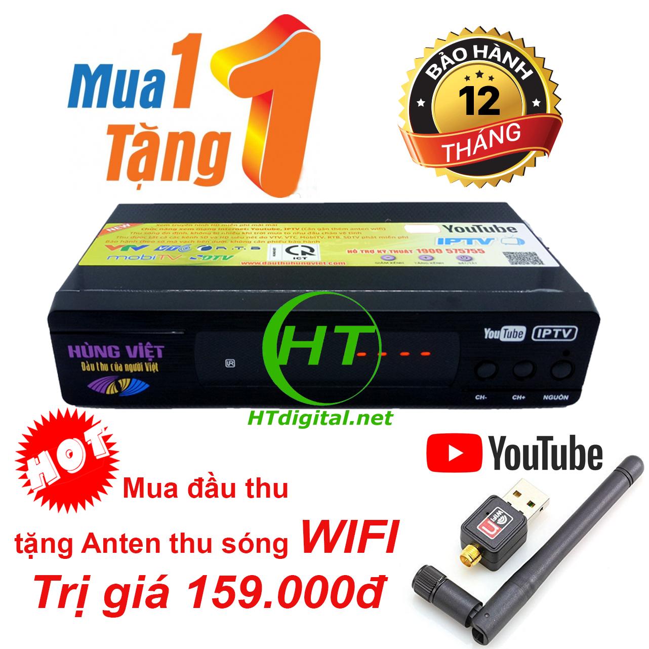 Đầu thu kỹ thuật số DVB-T2 Hùng Việt TS123 Xem YOUTUBE
