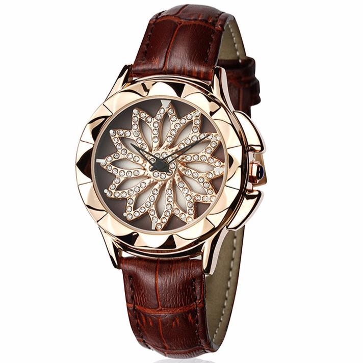 [SIÊU TRỢ GIÁ] Đồng hồ nữ hoa xoay 360 độ SANDA JAPAN dây da độc đáo SA211 - 4 màu...